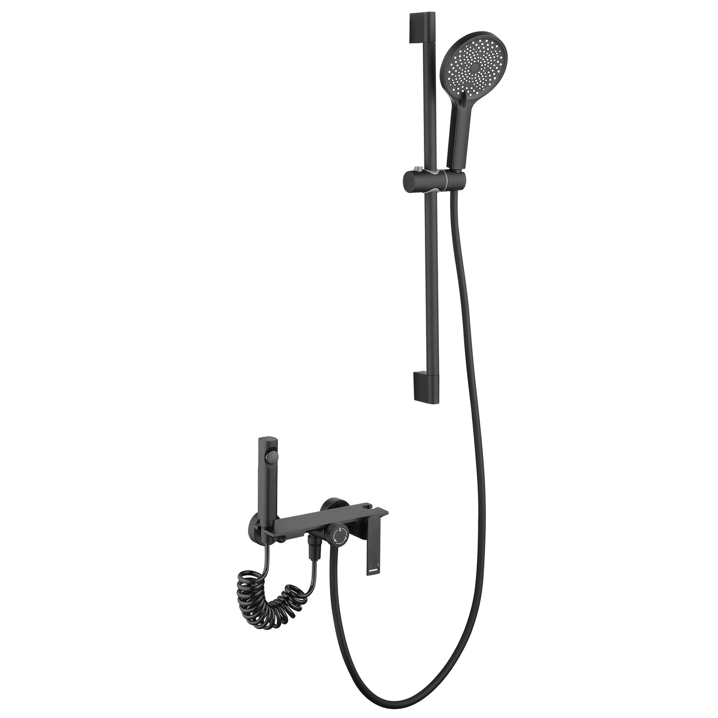 Mondawe Matte Black 3-Functiom Tub and Shower Faucet with Rough-in Value and Handheld Spray