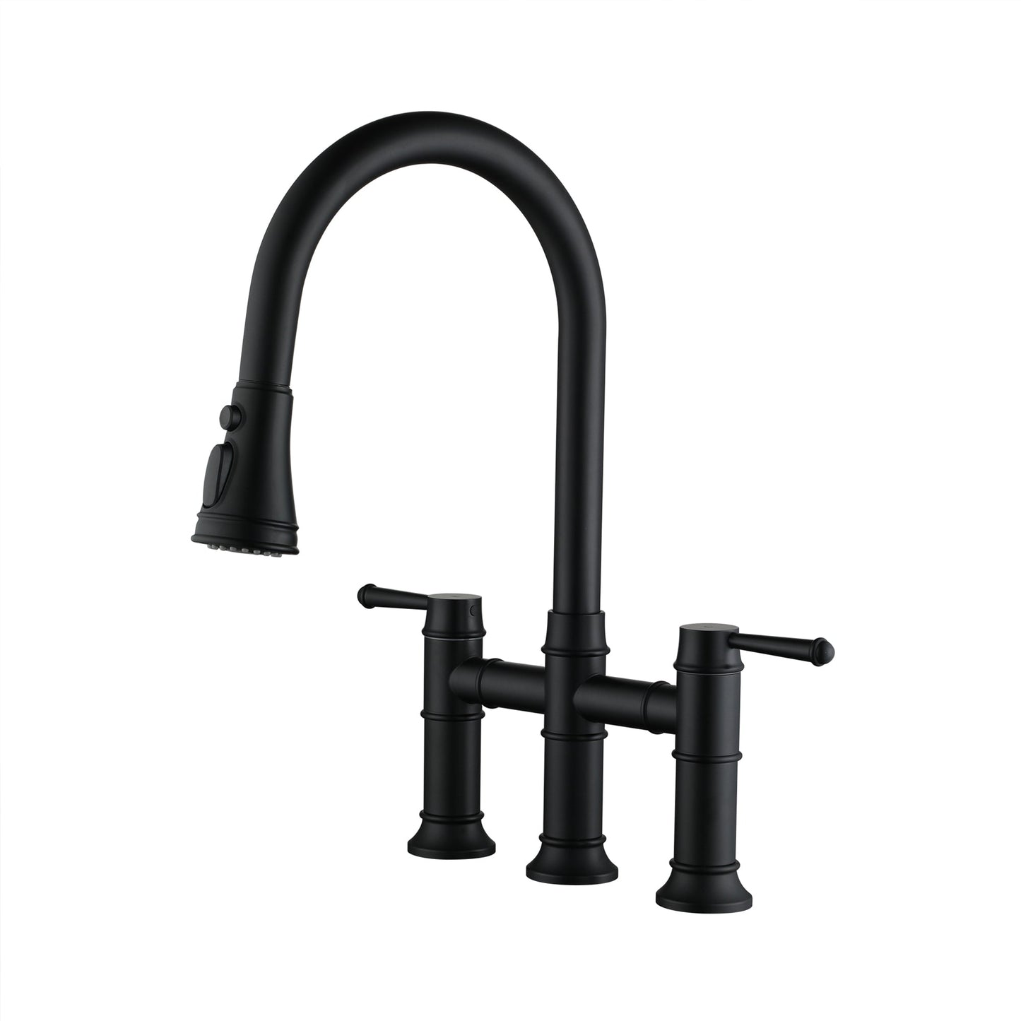 Mondawe 3-Hole Pull-Down Sprayer Kitchen Faucet with 3 Modes Bridge Faucet