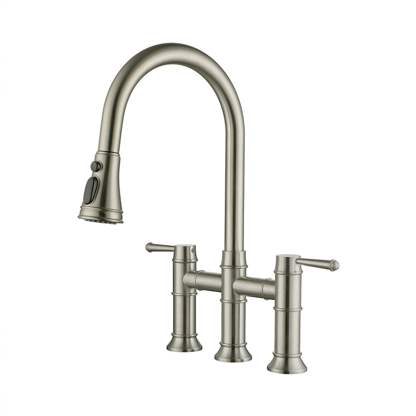 Mondawe 3-Hole Pull-Down Sprayer Kitchen Faucet with 3 Modes Bridge Faucet