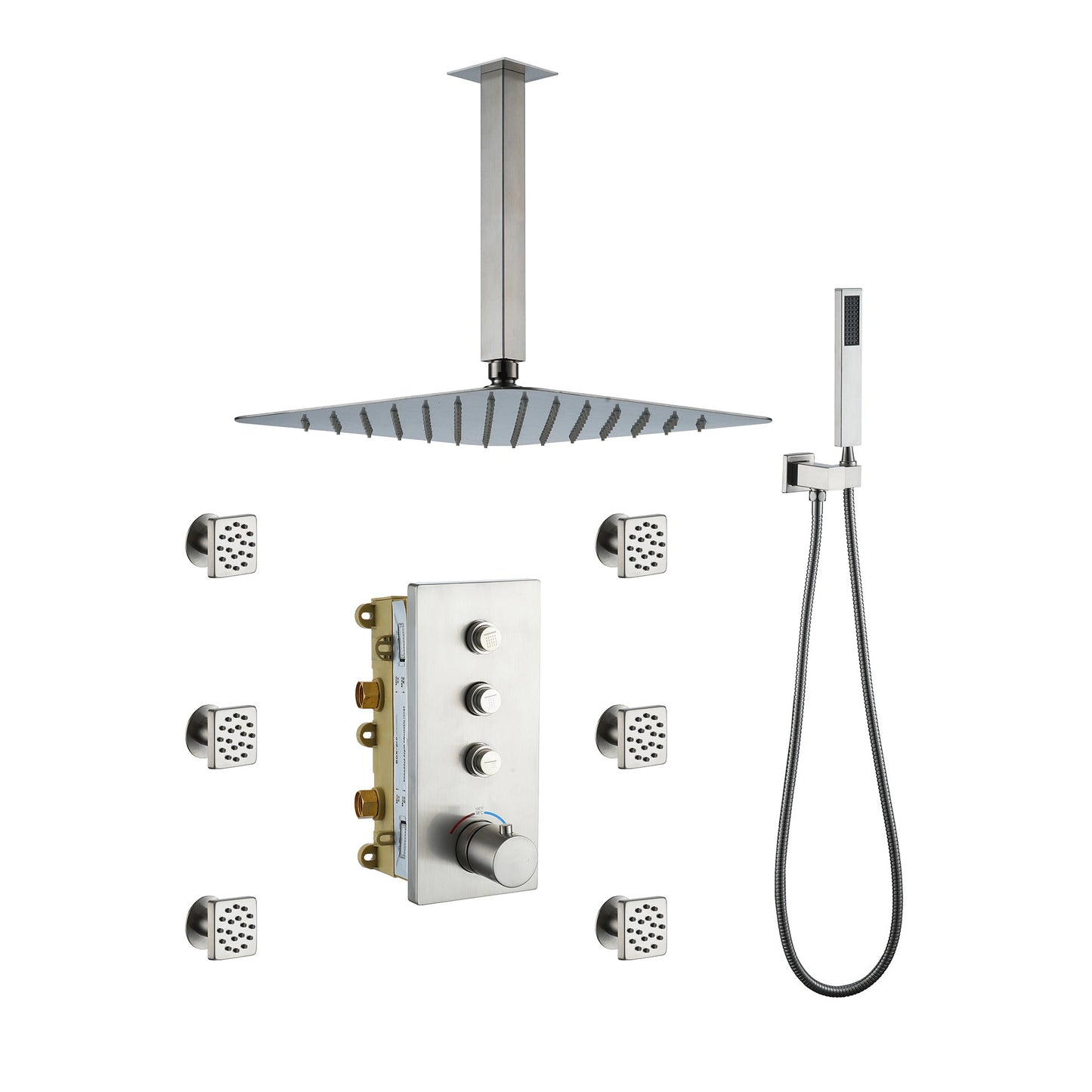 Mondawe 3 Functions 12 Inch Wall Mount Thermostatic Shower System4