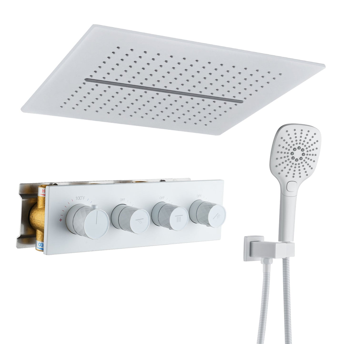 Mondawe 16Inch Ceiling Mounted Square Shower System Set with 3-Spray Modes