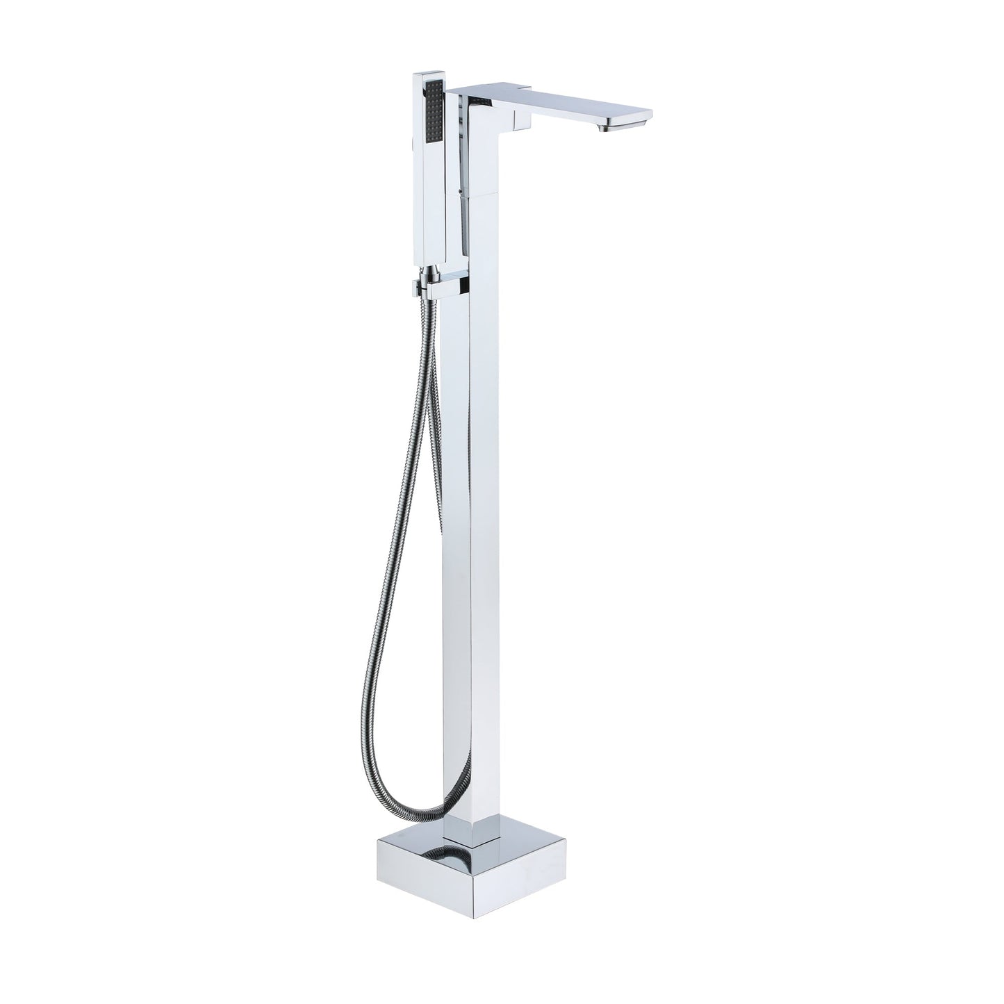 MONDAWE 1-Handle Floor Mount Freestanding Tub Faucet with Square Handheld Shower