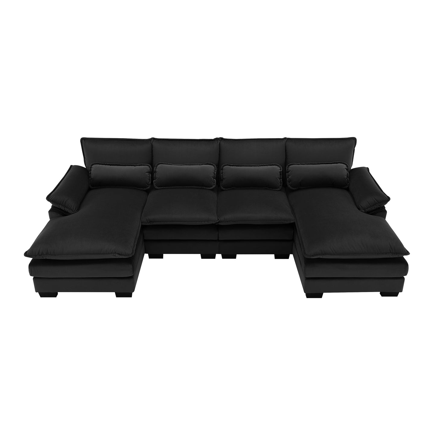 MONDAWE Modern U-shaped Sectional Sofa with Waist Pillows 6-seat Upholstered Symmetrical Sofa Furniture Sleeper Sofa Couch with Chaise Lounge