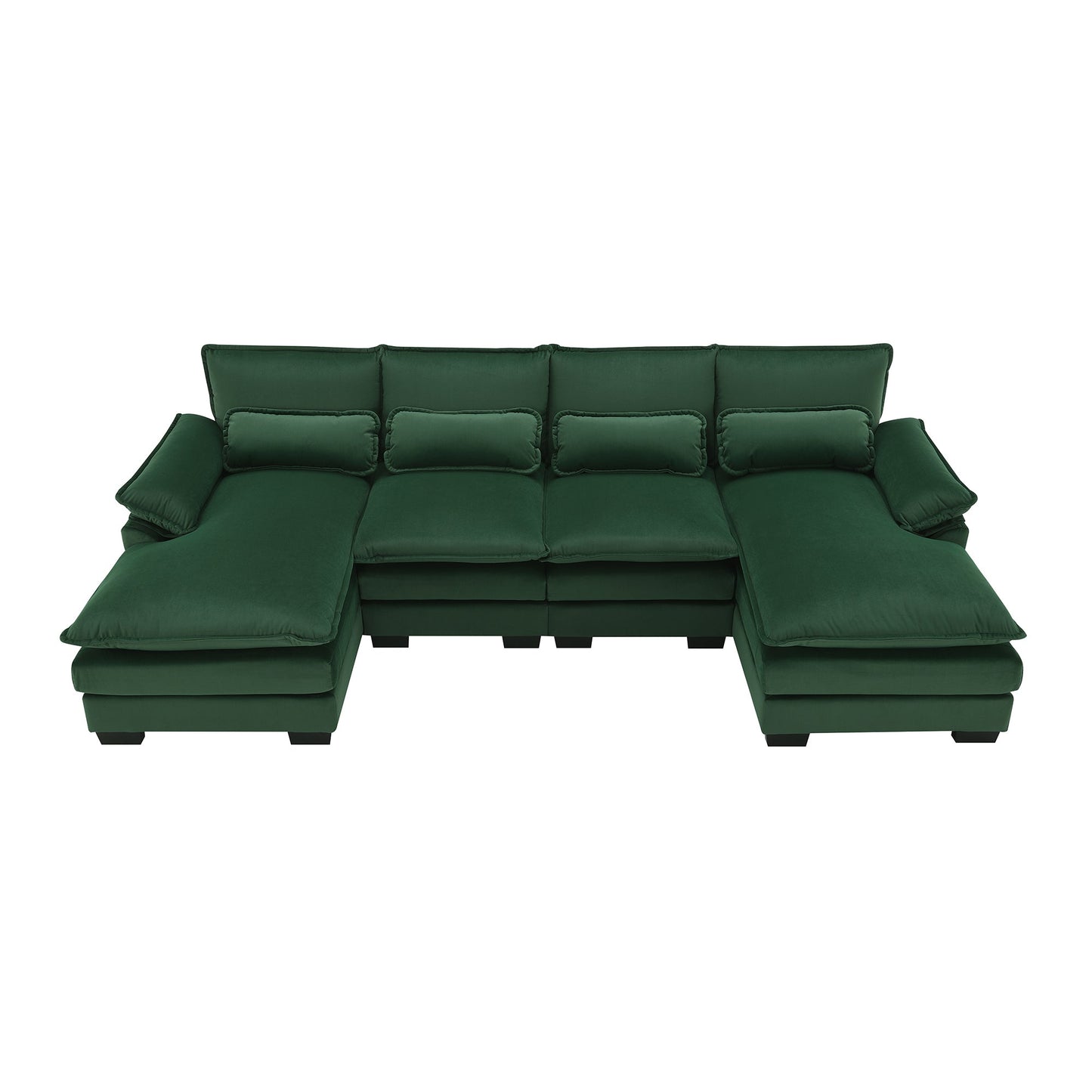 MONDAWE Modern U-shaped Sectional Sofa with Waist Pillows 6-seat Upholstered Symmetrical Sofa Furniture Sleeper Sofa Couch with Chaise Lounge