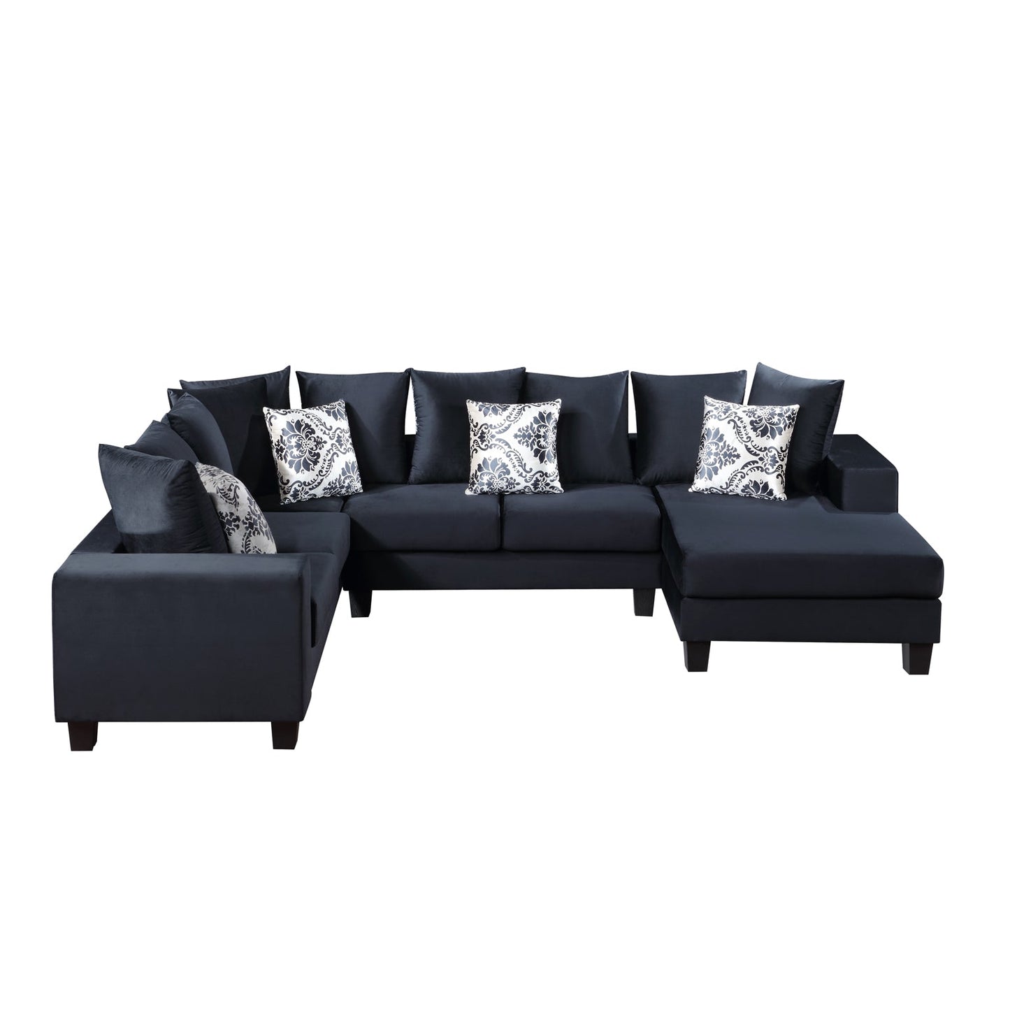 MONDAWE Modern U Shape Sectional Sofa, Velvet Corner Couch with Lots of Pillows Included,Elegant and functional indoor furniture