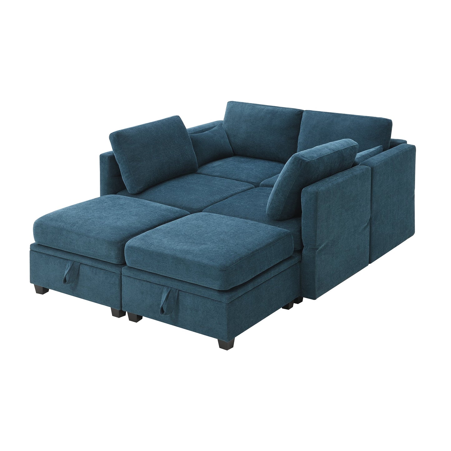 MONDAWE Modular Sectional Sofa,U Shaped Couch with Adjustable Armrests and Backrests 6 Seat Reversible Sofa Bed with Storage Seats