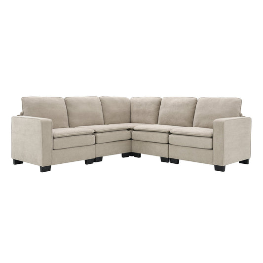 MONDAWE 5 seat Cloud Corner Couch Oversized Velvet Modern Sectional Sofa Large L Shaped Upholstered Indoor Furniture with Double Cushions