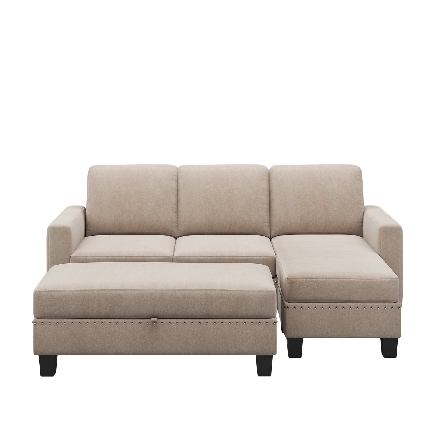 MONDAWE Reversible Sectional Couch with Storage Chaise L-Shaped Sofa with Ottoman