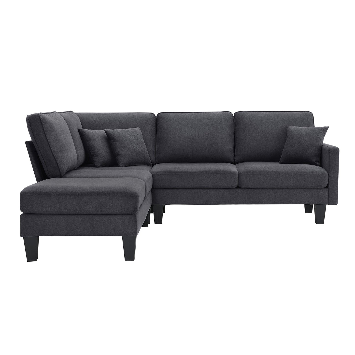 MONDAWE Terrycloth Modern Sectional Sofa 5-Seat L-Shape minimalist Indoor Furniture with 3 Pillows