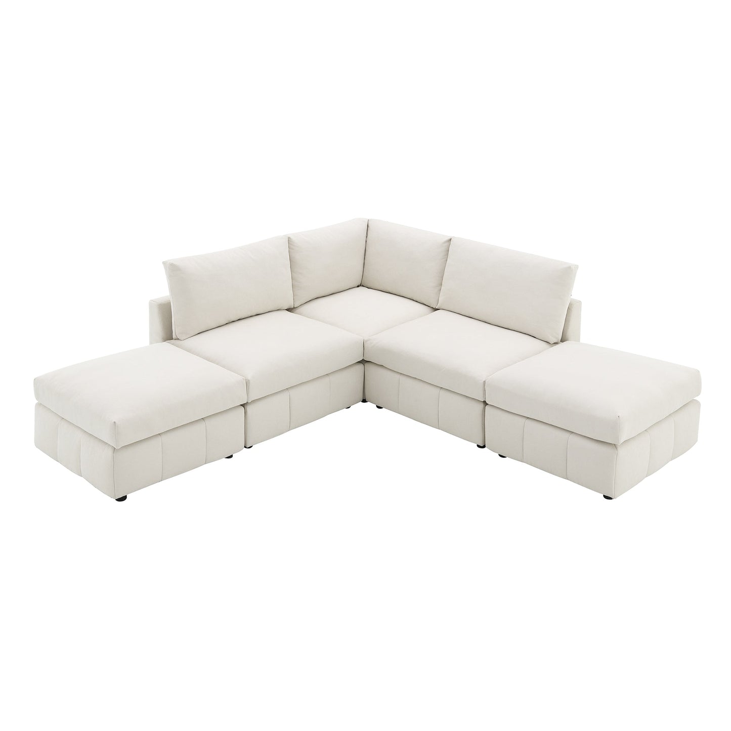 MONDAWE Modern Sectional Sofa with Vertical Stripes 5-Seat Armless Couch Set