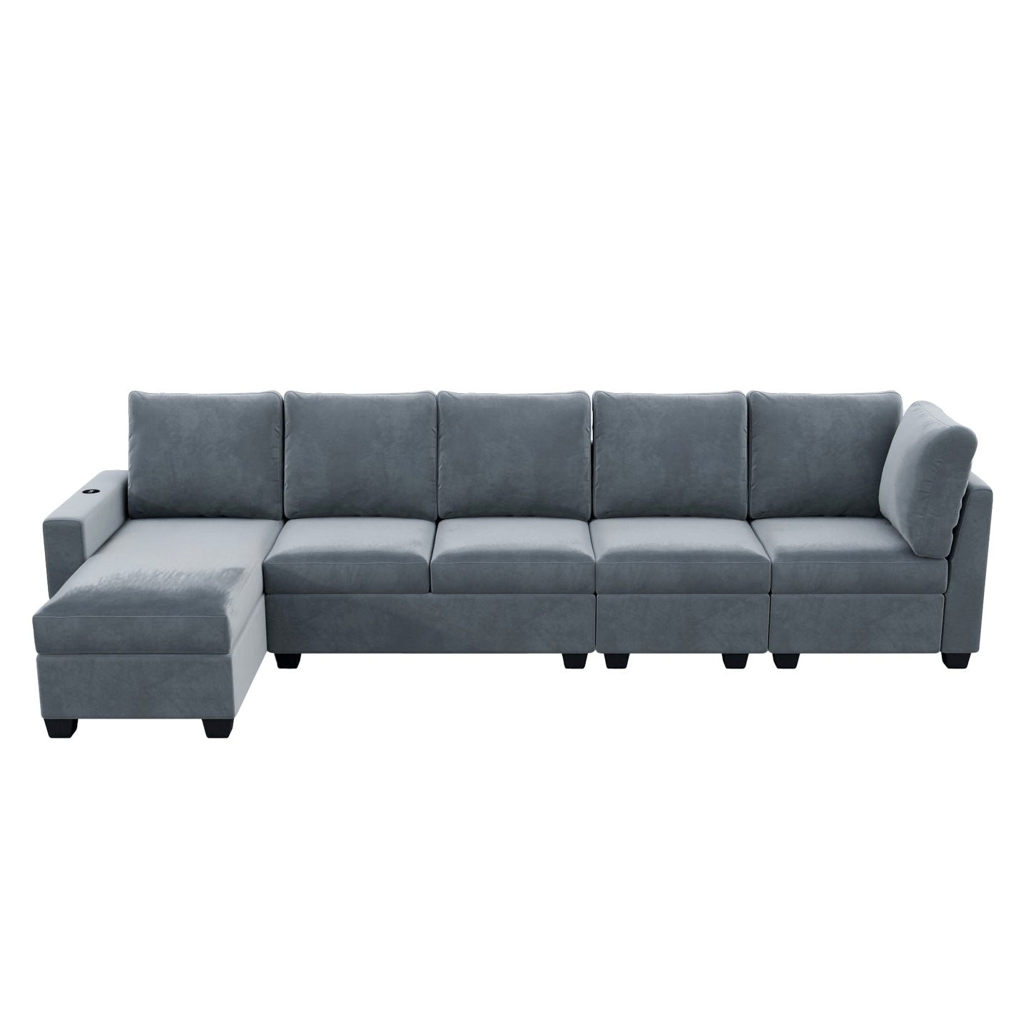 MONDAWE Modern L shape Sectional Sofa, 6-seat Velvet Fabric Couch with Convertible Chaise Lounge