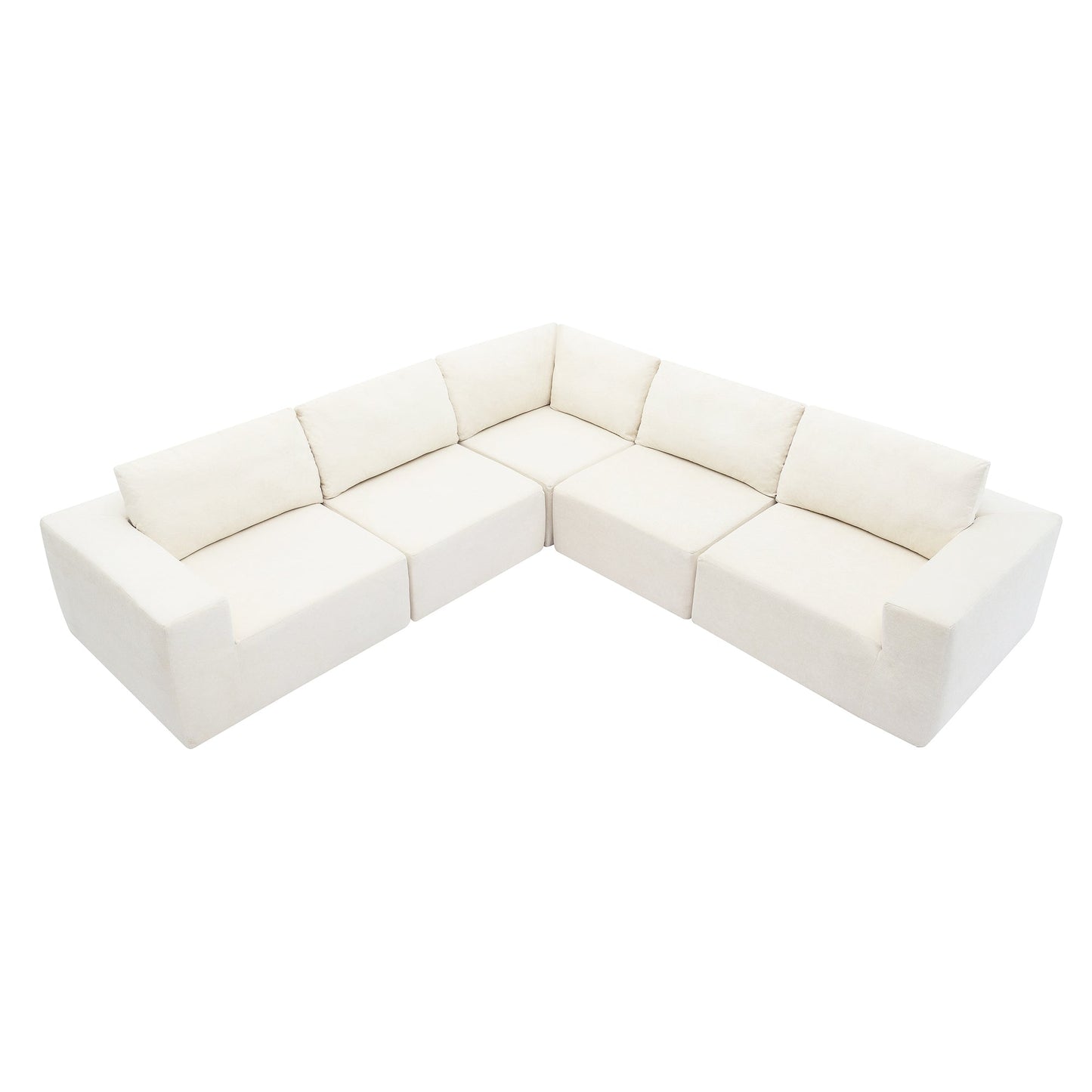 MONDAWE Modular 5 Pieces Free Combination L Shaped Sectional Sofa Foam-Filled Sleeper Sofa Bed