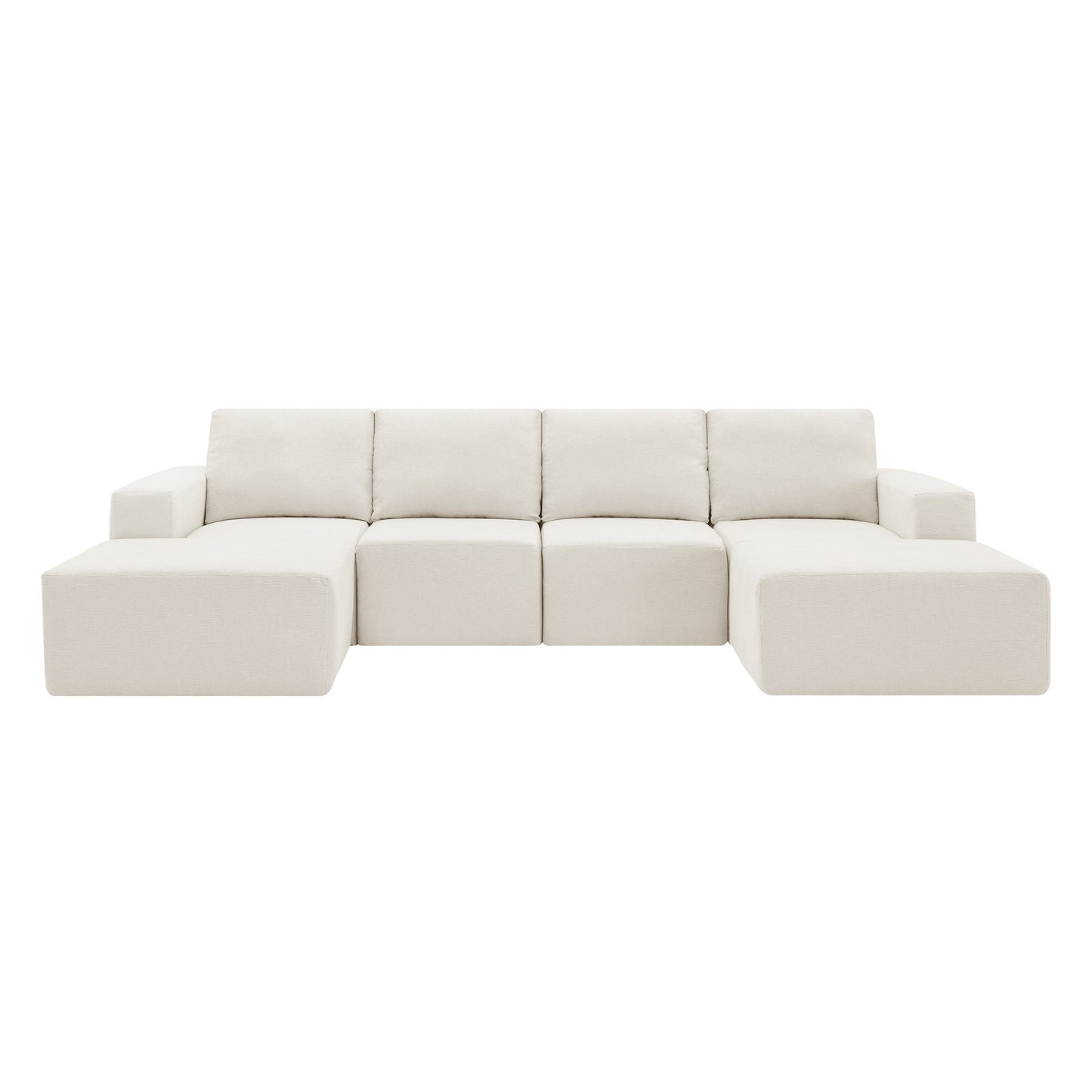 MONDAWE Modular U Shaped Sectional Sofa Luxury Chenille Floor Couch Set Upholstered Indoor Furniture Foam-Filled Sleeper Sofa Bed