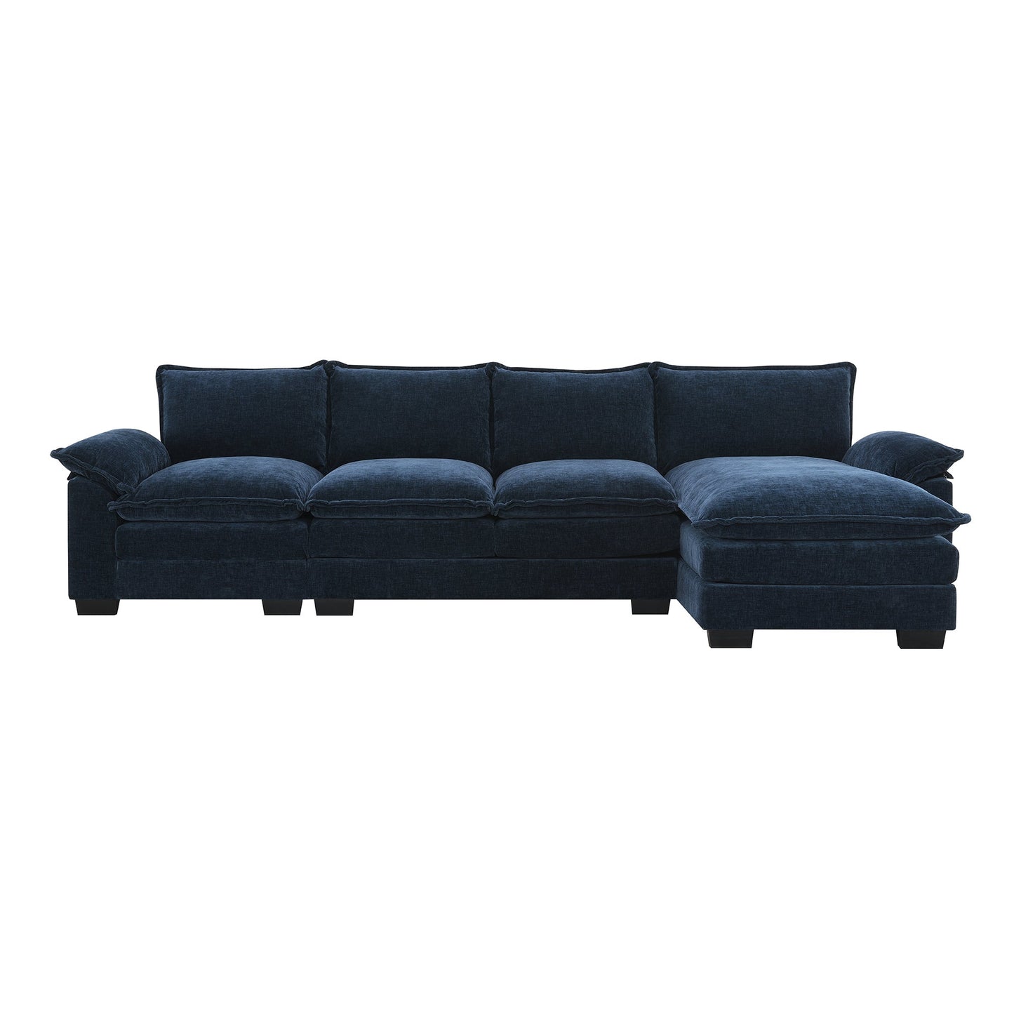 MONDAWE Modern L-shaped Chenille Cloud Sofa with Double Seat Cushions 5-seat Upholstered Indoor Furniture Sleeper Sofa Couch with Chaise Lounge