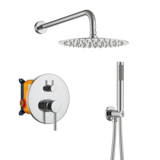 Mondawe 10-Inch Two-function Wall Mount Round Shower Set  in Chrome