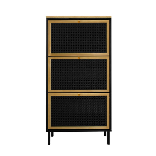 mondawe 3 metal door shoe rack freestanding modern shoe metal rattan storage cabinet