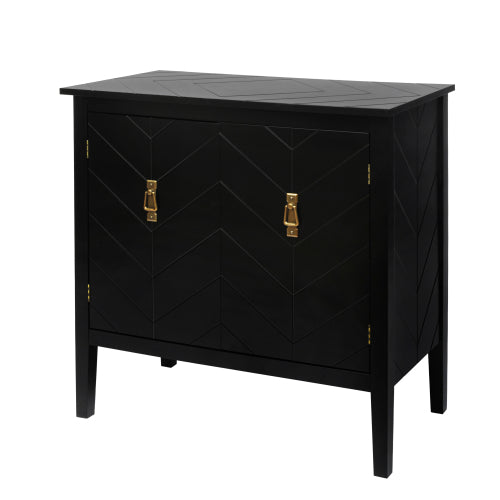 2 Door Wooden Cabinets Black Cabinet Vintage  Style Sideboard for Living Room Dining Room Office