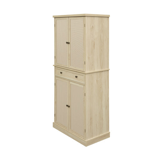 4 Door Cabinet with 1 Drawer, with 4 Adjustable Inner Shelves, Storage Cabinet