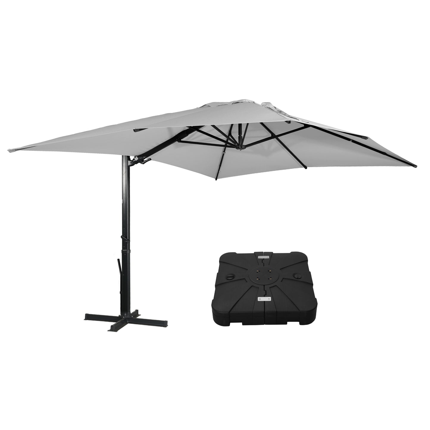 MONDAWE 10 ft Aluminum Cantilever Patio Umbrella with Base Weight