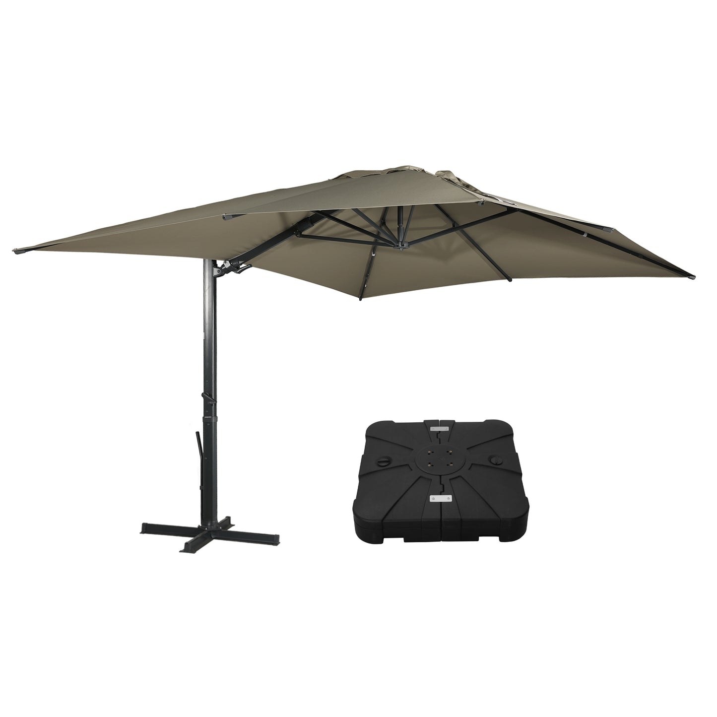 MONDAWE 10 ft Aluminum Cantilever Patio Umbrella with Base Weight