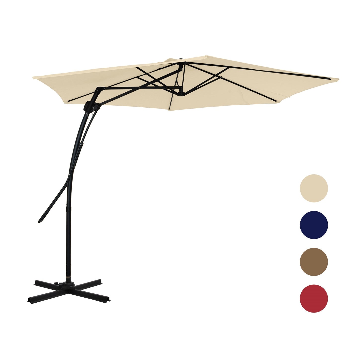 MONDAWE 10 ft. Square Cantilever Outdoor Market Umbrella 360-Degree Swivel With Base Stand Included