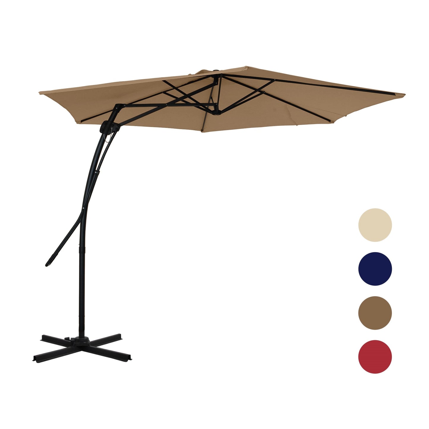 MONDAWE 10 ft. Square Cantilever Outdoor Market Umbrella 360-Degree Swivel With Base Stand Included