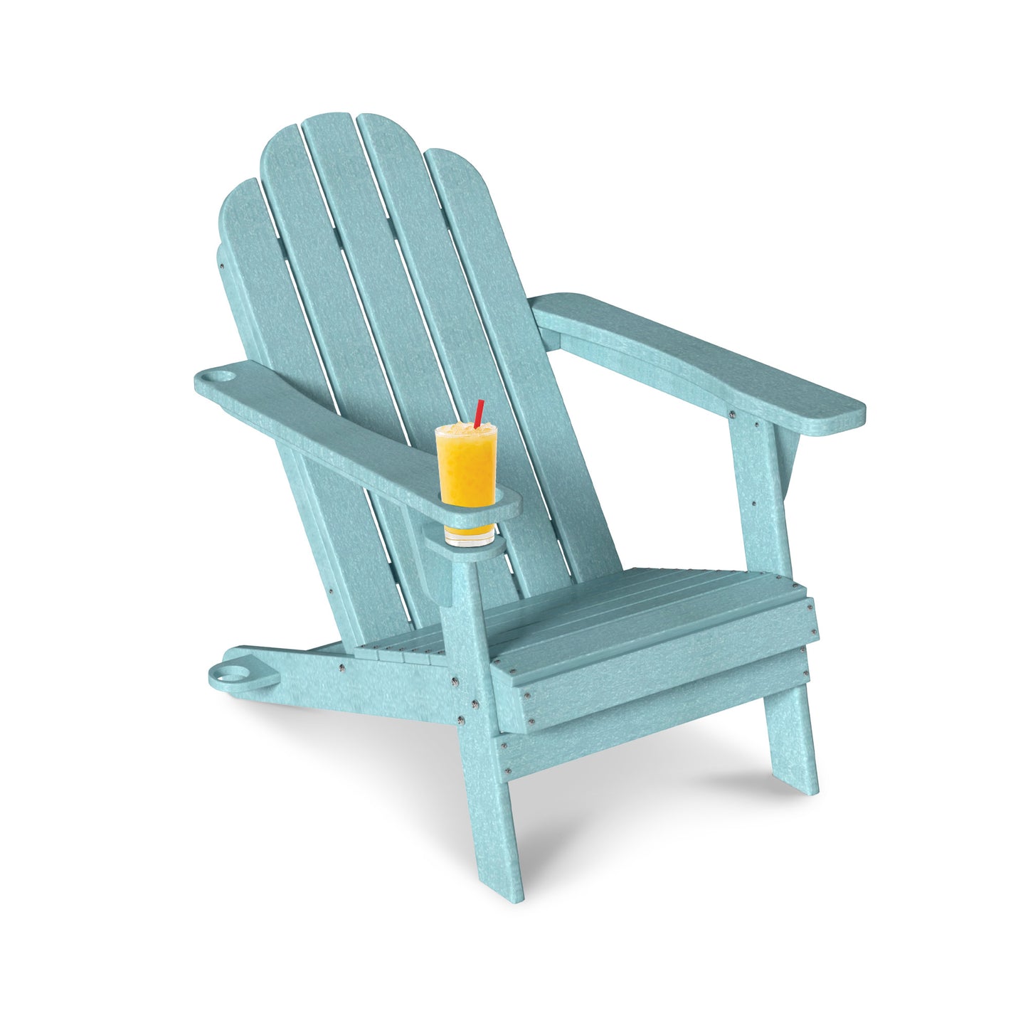 Mondawe HDPE Plastic Adirondack Chair with Cup Holder and Umbrella Hole Gray 1 Pack