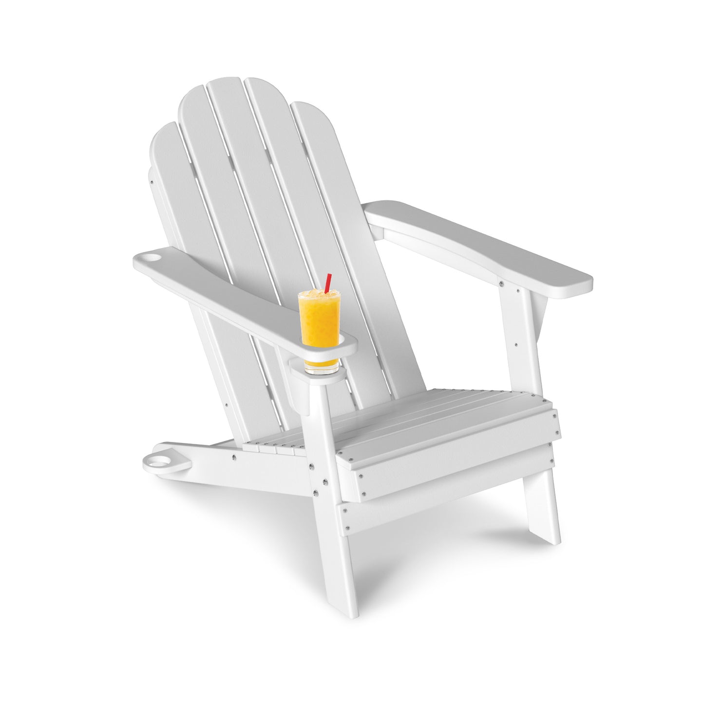 Mondawe HDPE Plastic Adirondack Chair with Cup Holder and Umbrella Hole Gray 1 Pack