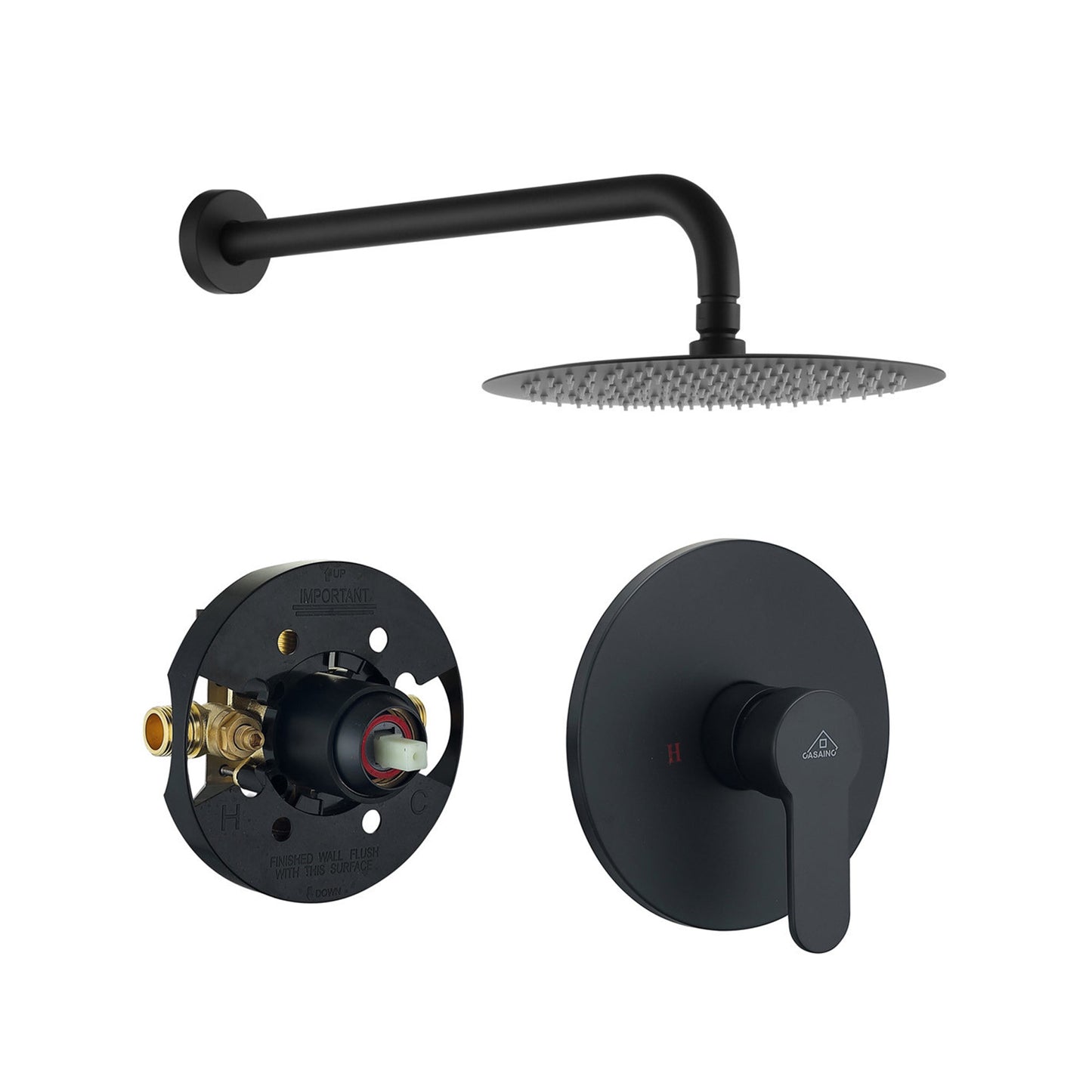 Mondawe 10Inch Wall Mount Round Shower Faucet Rain Shower System