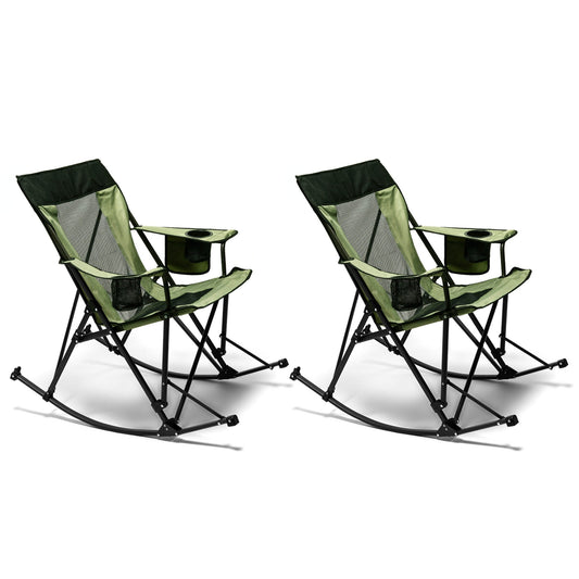 MONDAWE Outdoor Metal Frame Rocking Beach Chairs with Side Pocket£¨Set of 2£©