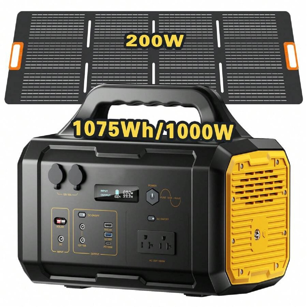 Mondawe Portable Power Station with USB Port and Solar Panel Included