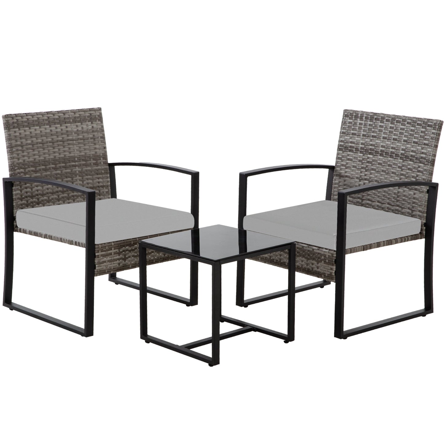 MONDAWE 3 Piece Outdoor Patio Furniture Patio Bistro Set Rattan Balcony Furniture Set