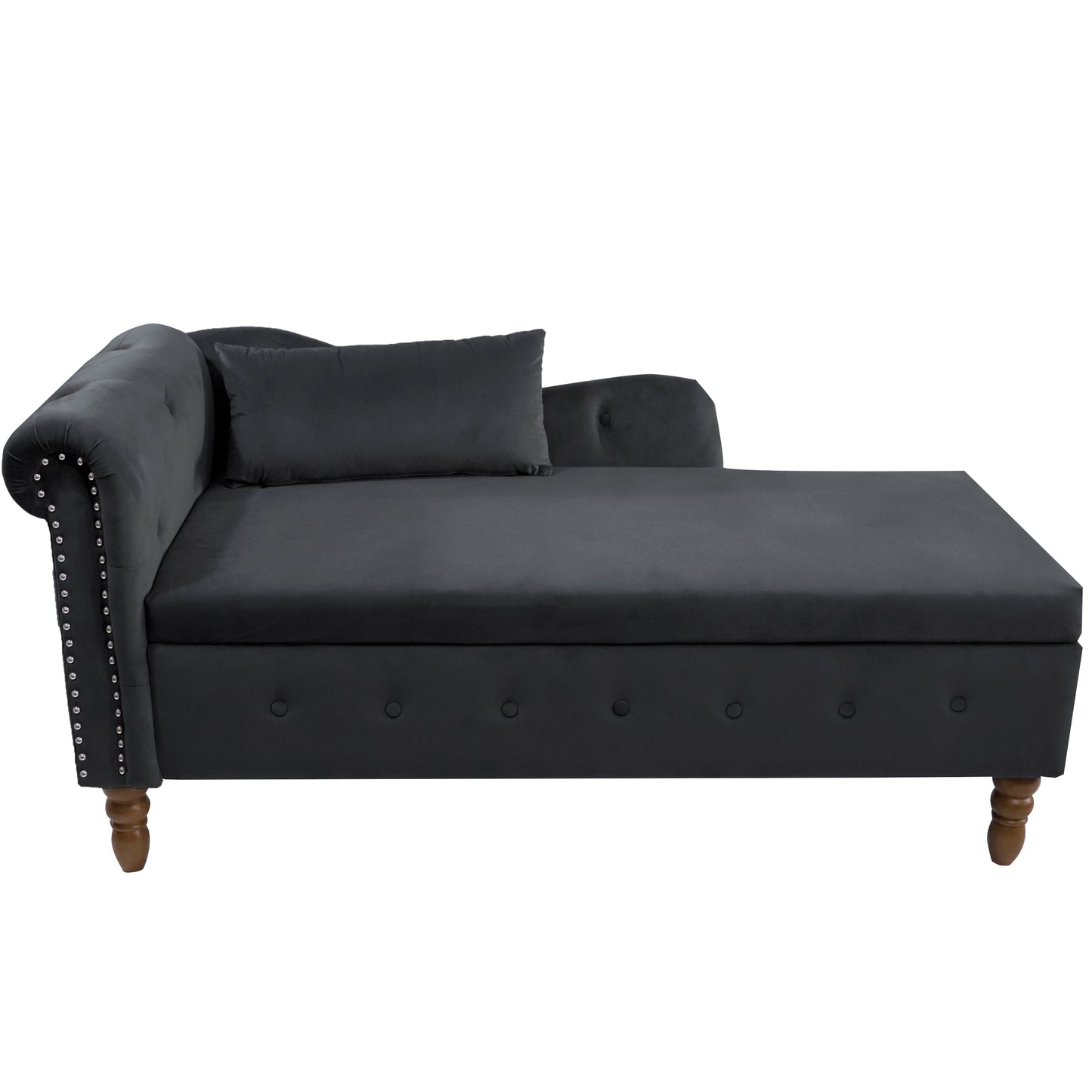 Mondawe Indoor Chaise Lounge, Upholstered Rolled Arm Chaise Sleeper Chair with Nailhead Trim