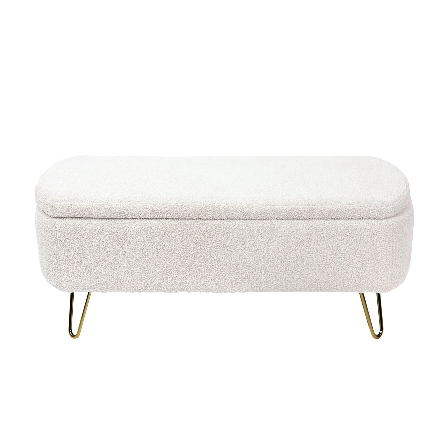 Mondawe Storage Entryway Ottoman Bench, Faux Fur Bench Upholstered Padded for End of Bed