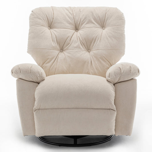 Mondawe Relaxing Recliner Swivel Chair, Soft Artificial Fleece Glider with Side Pocket