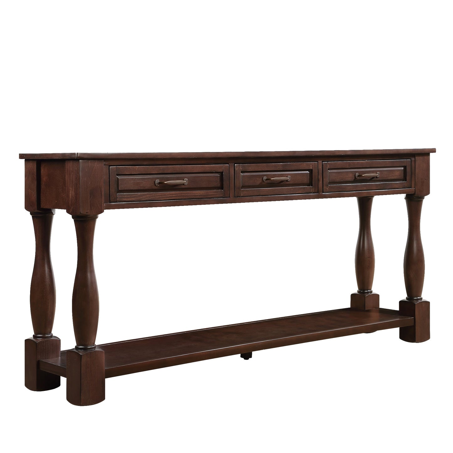 Mondawe 63 Inch Wooden Console Table With 3 Drawers And 1 Bottom Shelf Entrance Hallway Sofa Table