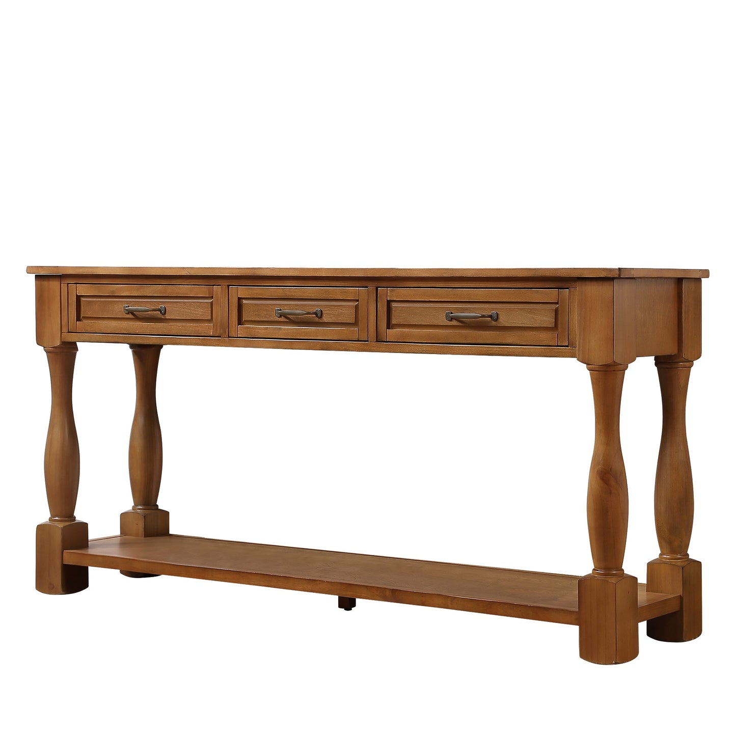 Mondawe 63 Inch Wooden Console Table With 3 Drawers And 1 Bottom Shelf Entrance Hallway Sofa Table