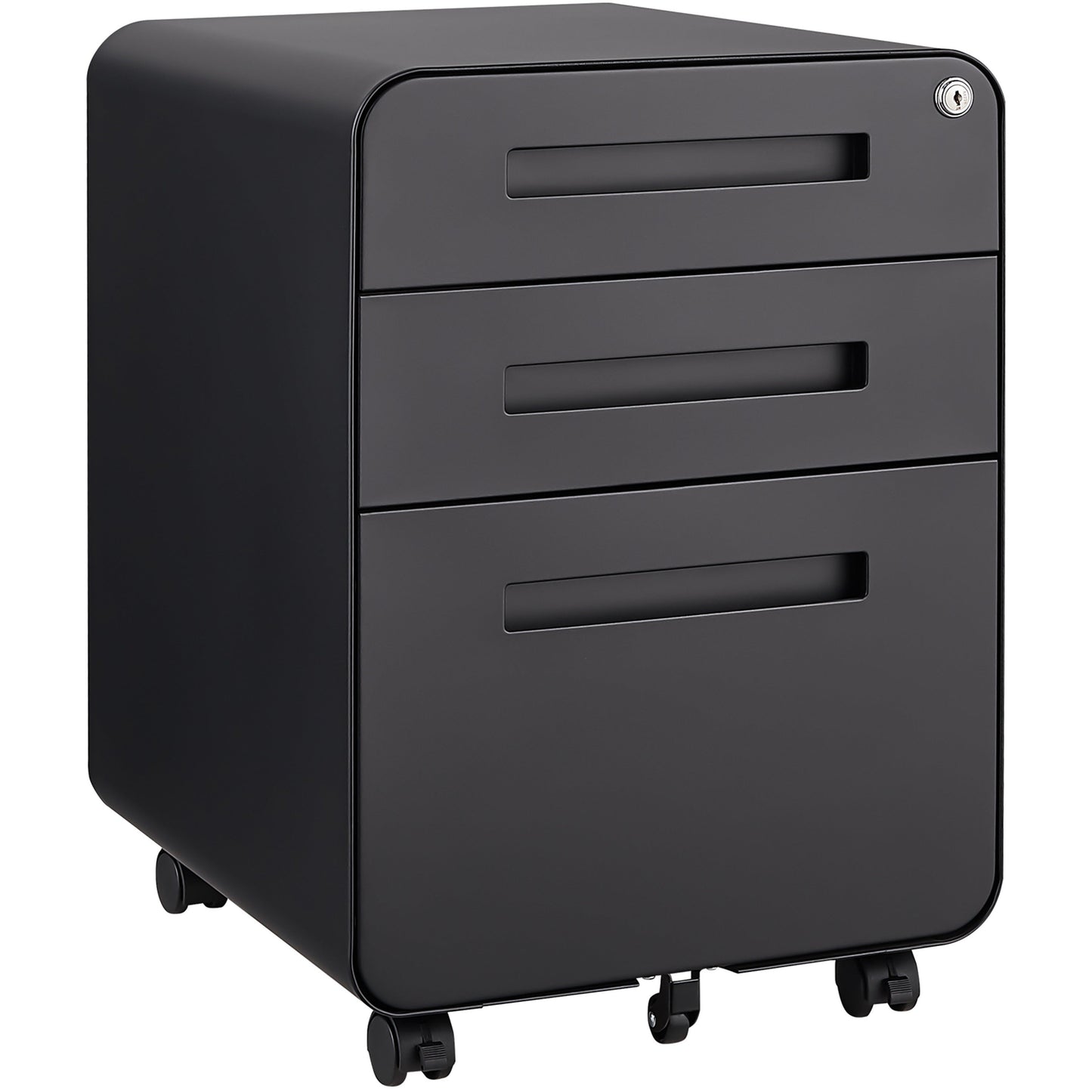 Mondawe Modern 3-Drawer Office Mobile Filing Cabinet, Multifunctional Lockable File Storage Cabinet