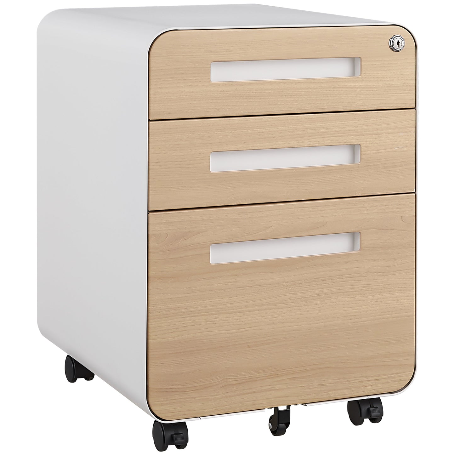 Mondawe Modern 3-Drawer Office Mobile Filing Cabinet, Multifunctional Lockable File Storage Cabinet