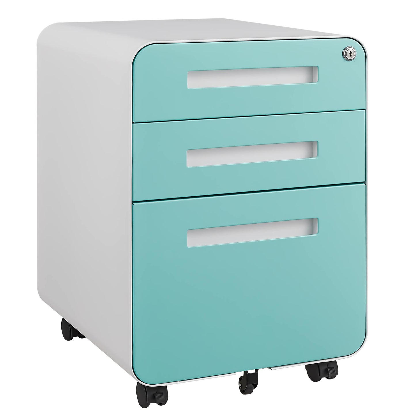 Mondawe Modern 3-Drawer Office Mobile Filing Cabinet, Multifunctional Lockable File Storage Cabinet