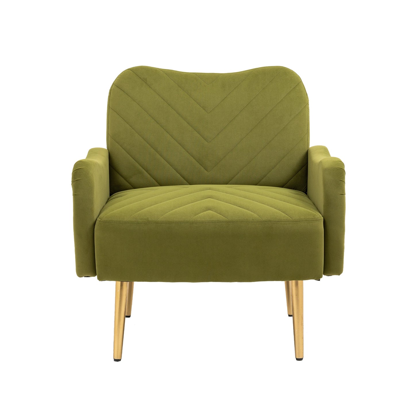 Mondawe Olive Velvet Chair , Accent chair/ Living room lesiure chair with metal feet