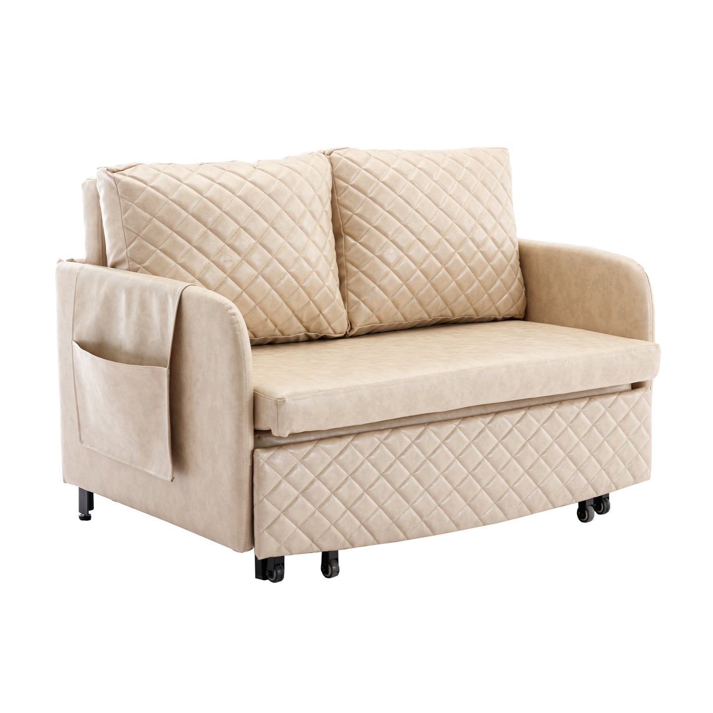 Mondawe Convertible Sleeper Sofa Bed Loveseat With Headboard And Pillows For Living Room