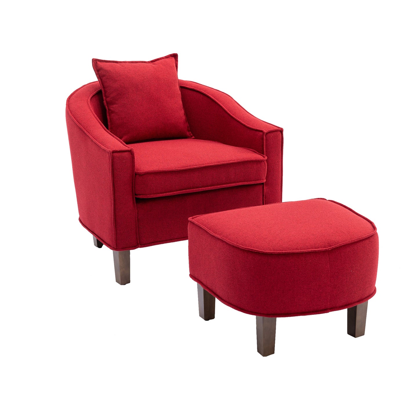 Mondawe Living Room Accent Chair With Ottoman Barrel Chair Upholstered Club Tub Round Armchair