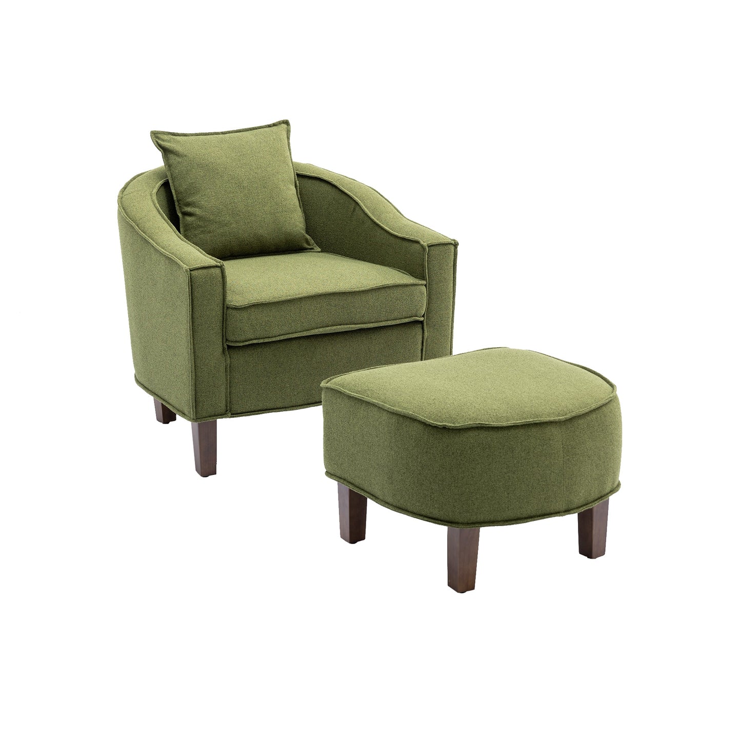 Mondawe Living Room Accent Chair With Ottoman Barrel Chair Upholstered Club Tub Round Armchair