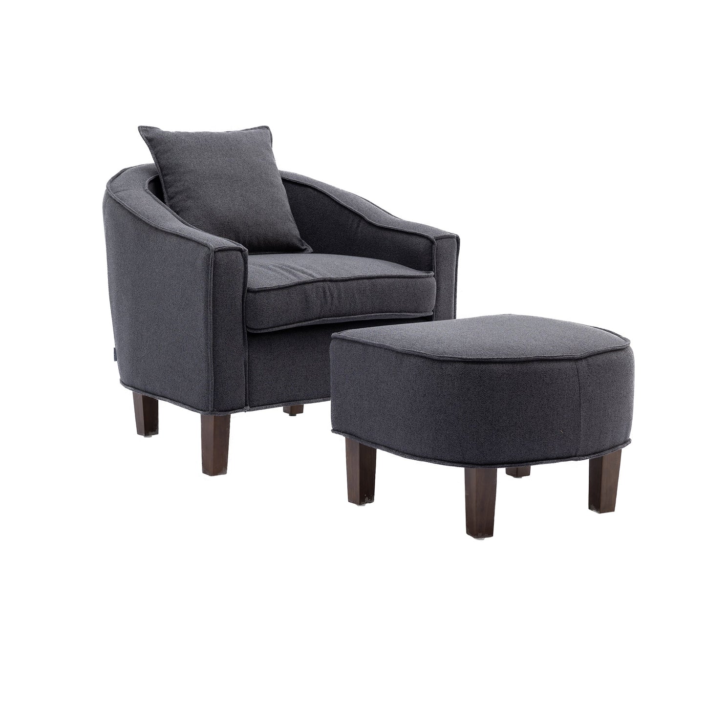 Mondawe Living Room Accent Chair With Ottoman Barrel Chair Upholstered Club Tub Round Armchair