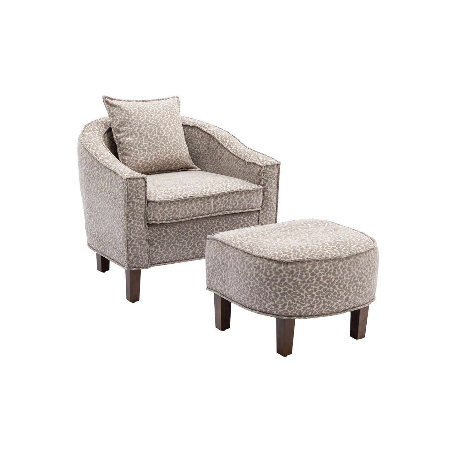 Mondawe Living Room Accent Chair With Ottoman Barrel Chair Upholstered Club Tub Round Armchair