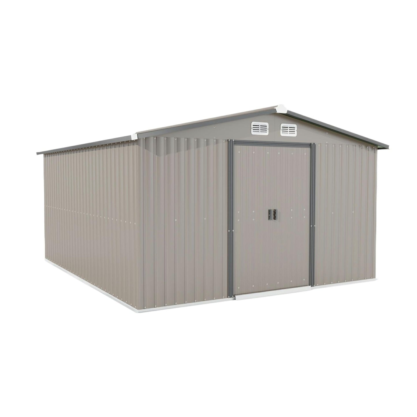 Mondawe Brown Metal Outdoor Storage Shed 10FT x 12FT