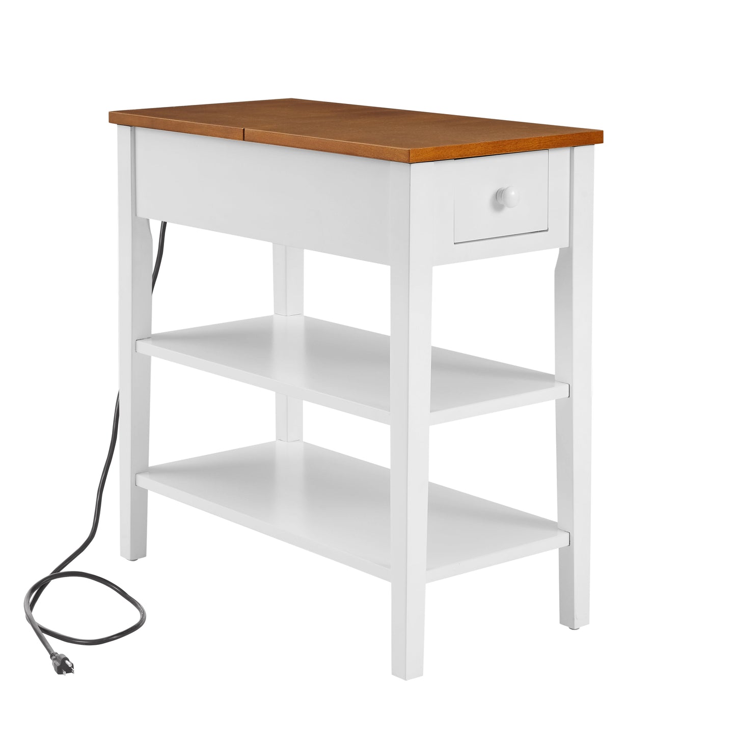 Mondawe Narrow 2-Tone End Table With USB Charging Port, Suitable For Small Space Side Tables