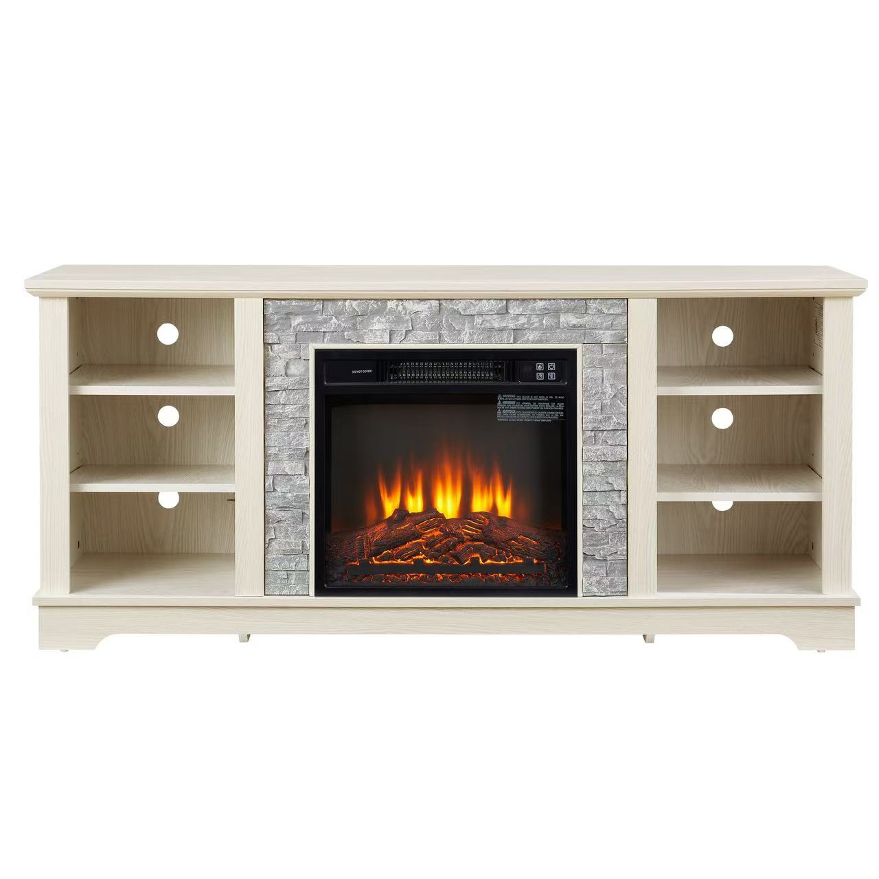 Mondawe Mantel 18 Inch Electric Fireplace TV Media Rack, Open Storage Modern Entertainment Console