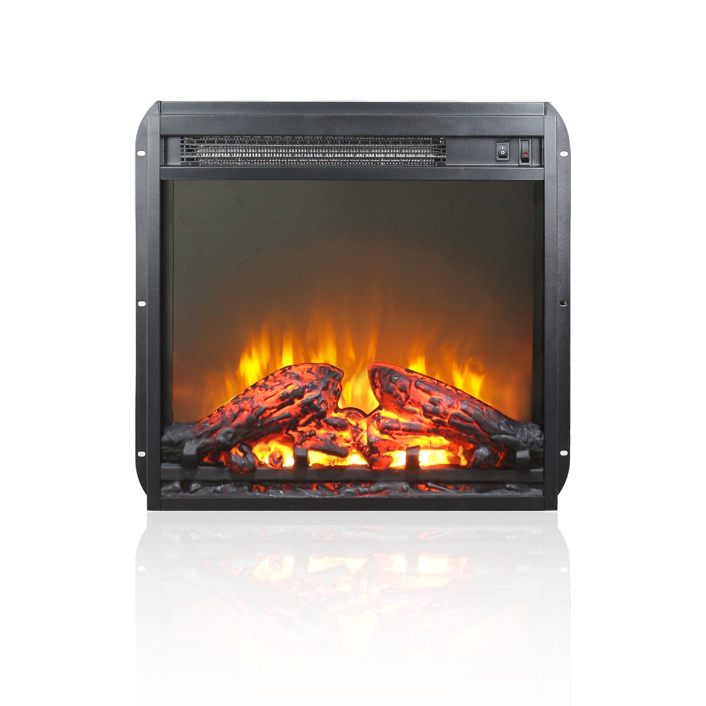 Mondawe 18Inch Electric Fireplace Insert With Log Set & Realistic Flame, Overheating Protection